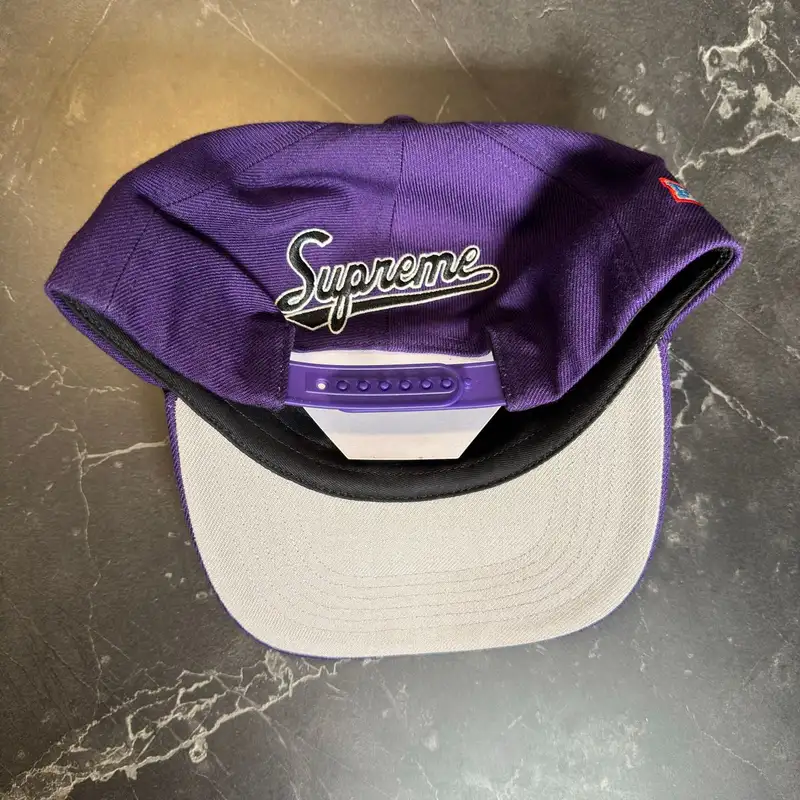 Supreme World Famous S Logo 6-Panel Hat Purple 2