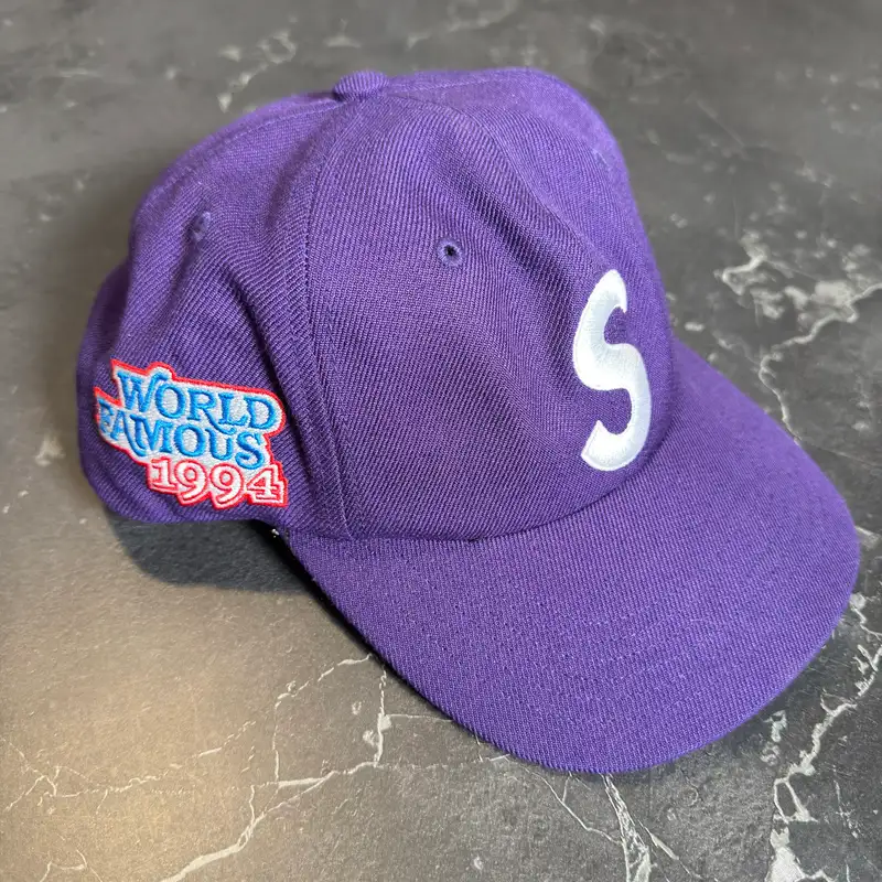 Supreme World Famous S Logo 6-Panel Hat Purple