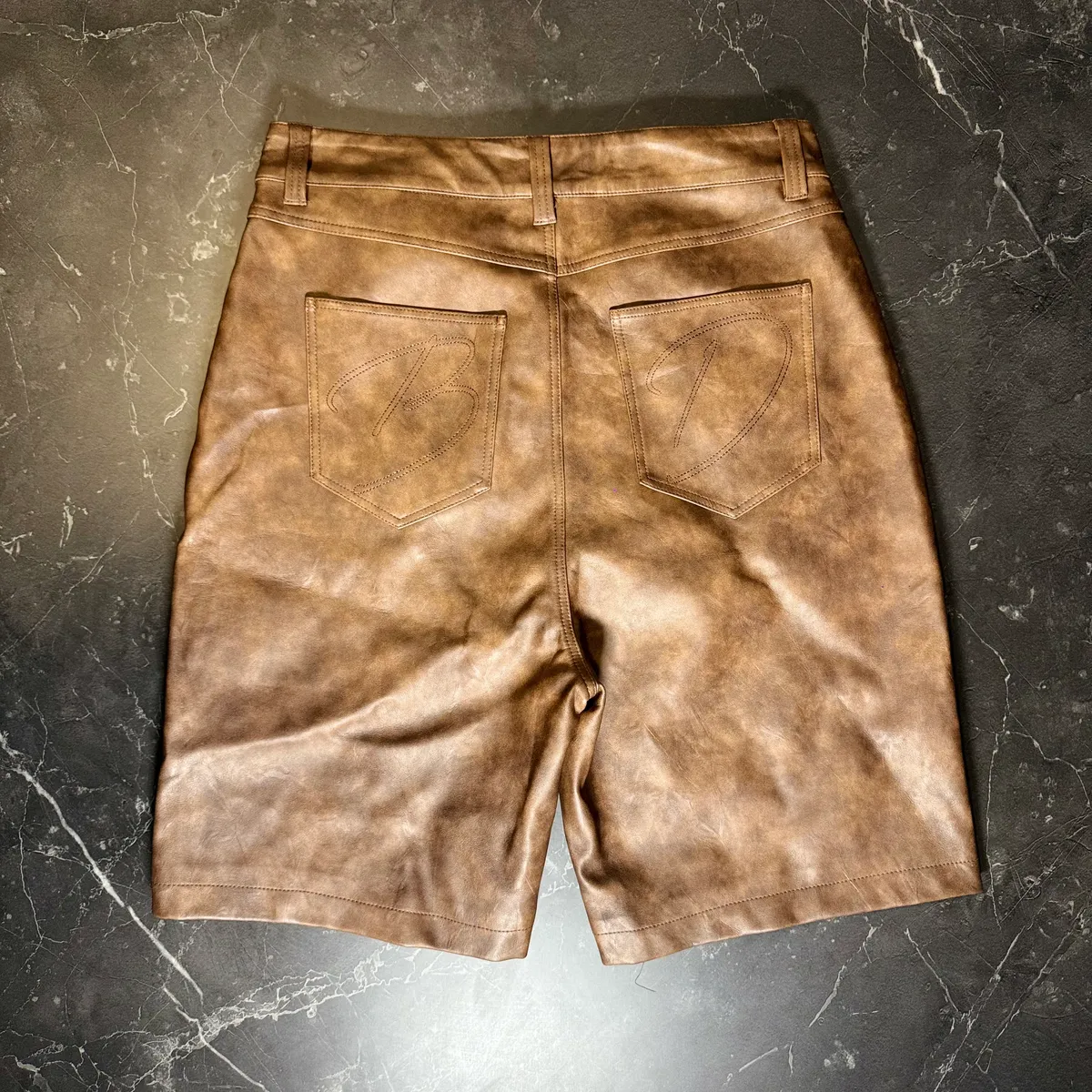 Bottega Desires Leather Shorts Brown 2