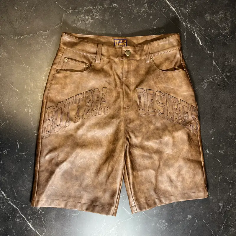 Bottega Desires Leather Shorts Brown