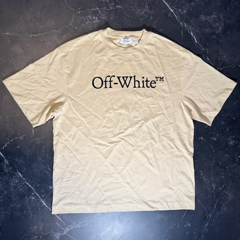 Off-White Simple Logo Beige Tee - 1
