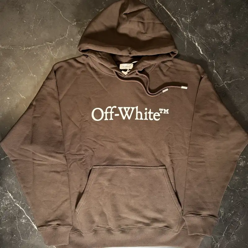 Off-White Simple Logo Brown Hoodie